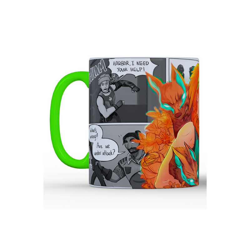 CANECA SKYE LOBOS FLORIDOS QUADRINHOS