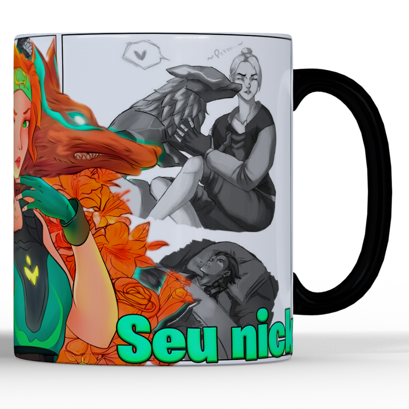 CANECA SKYE LOBOS FLORIDOS QUADRINHOS